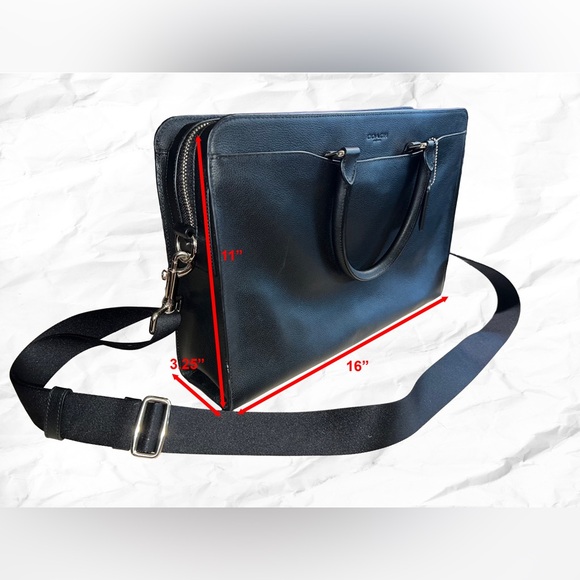 Coach Black Leather Men's Work Bag - Picture 12 of 14